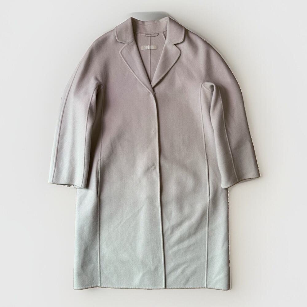 Max Mara Wool Coat Women's 10 Cream Long Overcoat Minimalist